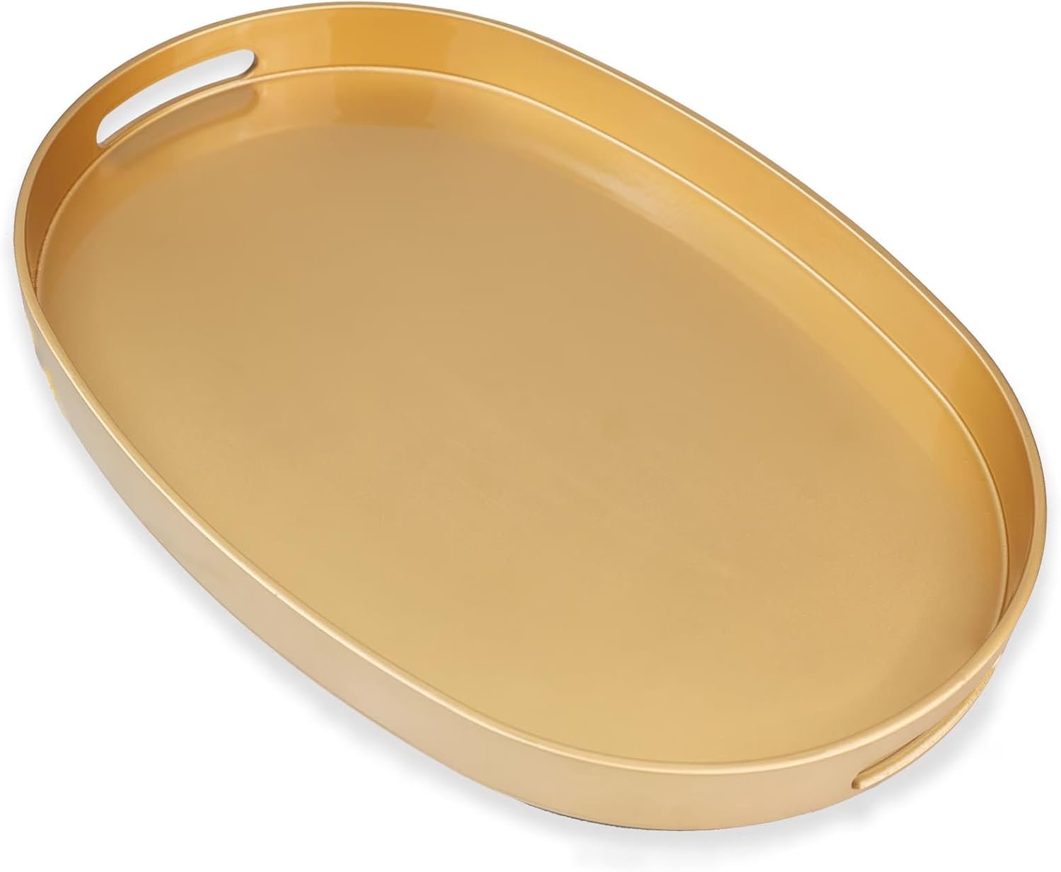 Goud, ovaal, decoratief dienblad met handgrepen, veelzijdig dienblad voor salontafel, Ottomaans, ideaal voor serveren, tonen, organiseren