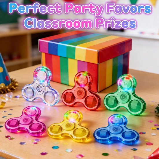 6 stuks cadeautjes voor kinderverjaardag, gastgeschenken, mini fidgetspeelgoed, afscheidscadeau voor de eerste schooldag, kleine cadeaus voor kinderen, fidget spinner, light up fidget toys, give aways — afbeelding 2