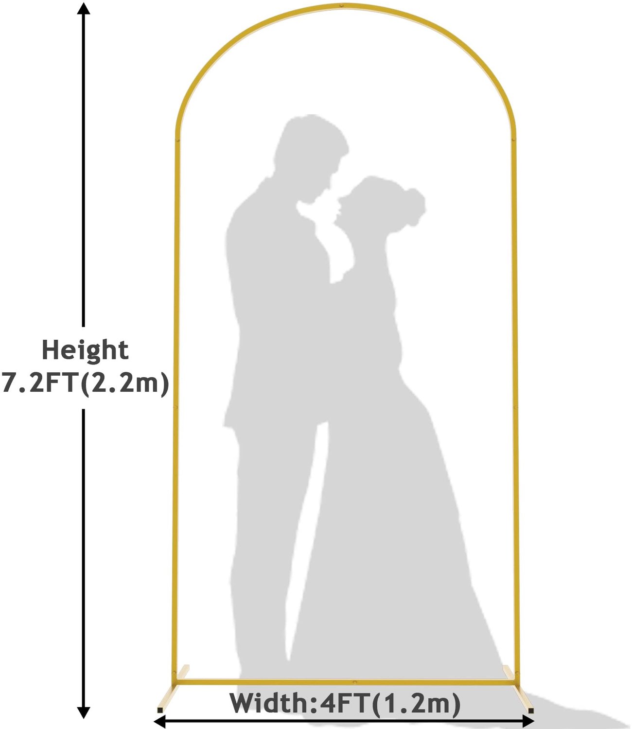 Wokceer bruiloftsboog van 219 cm, vierkante boog van verguld metaal ter decoratie voor bruiloften, ceremonies, verjaardagsfeesten, vrijgezellenfeesten