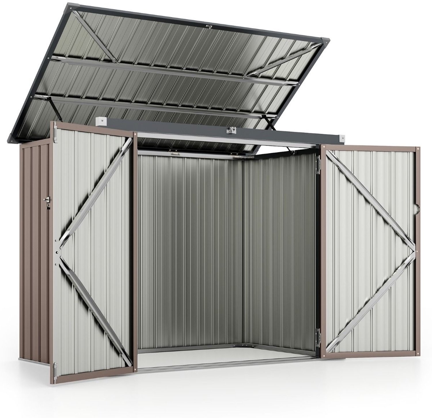 SureDeal® - Opbergkast - Afvalcontainerbox - Afvalcontainers Afvalbox Verzinkt - Deuren Bruin - 172x95,5x130 cm - Bruin