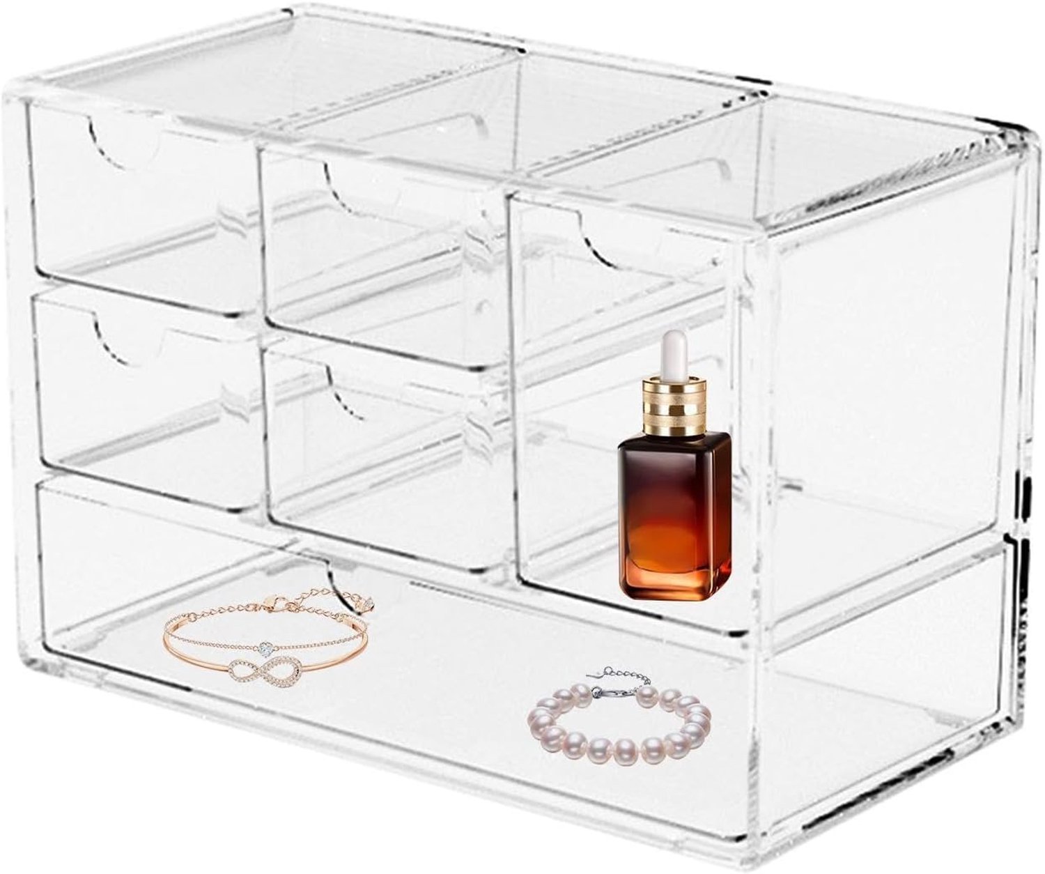 Bureau-organizer-box, bureaulades 18 x 9 x 12 cm, oplossing met meerdere vakken, robuuste structuur van polystyreen PET, efficiënte organisatoroplossing, ruimtebesparend design