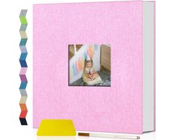 Popotop Fotoalbum Zelfklevend met Foto Display Window, 40 pagina's DIY Scrapbook Album voor 4x6 8x10 Foto, Linnen Cover Memory Book voor Baby Bruiloft, met Schraper en Metallic Pen