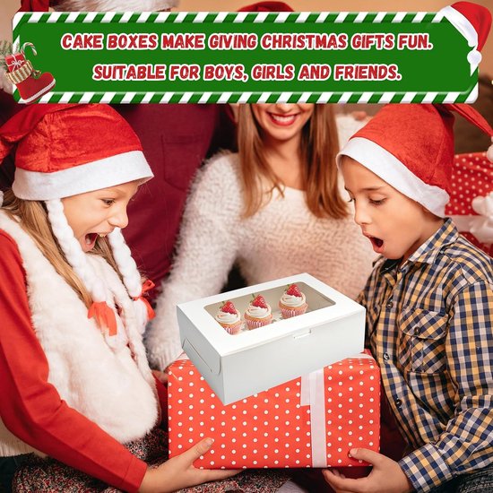 20 stuks cupcake dozen 6 gaten met raam en stickers, cupcake drager bakkerij gebak dozen koekje traktatie muffins dozen drager voor thuis baker verjaardag (wit 6 gaten) — afbeelding 3