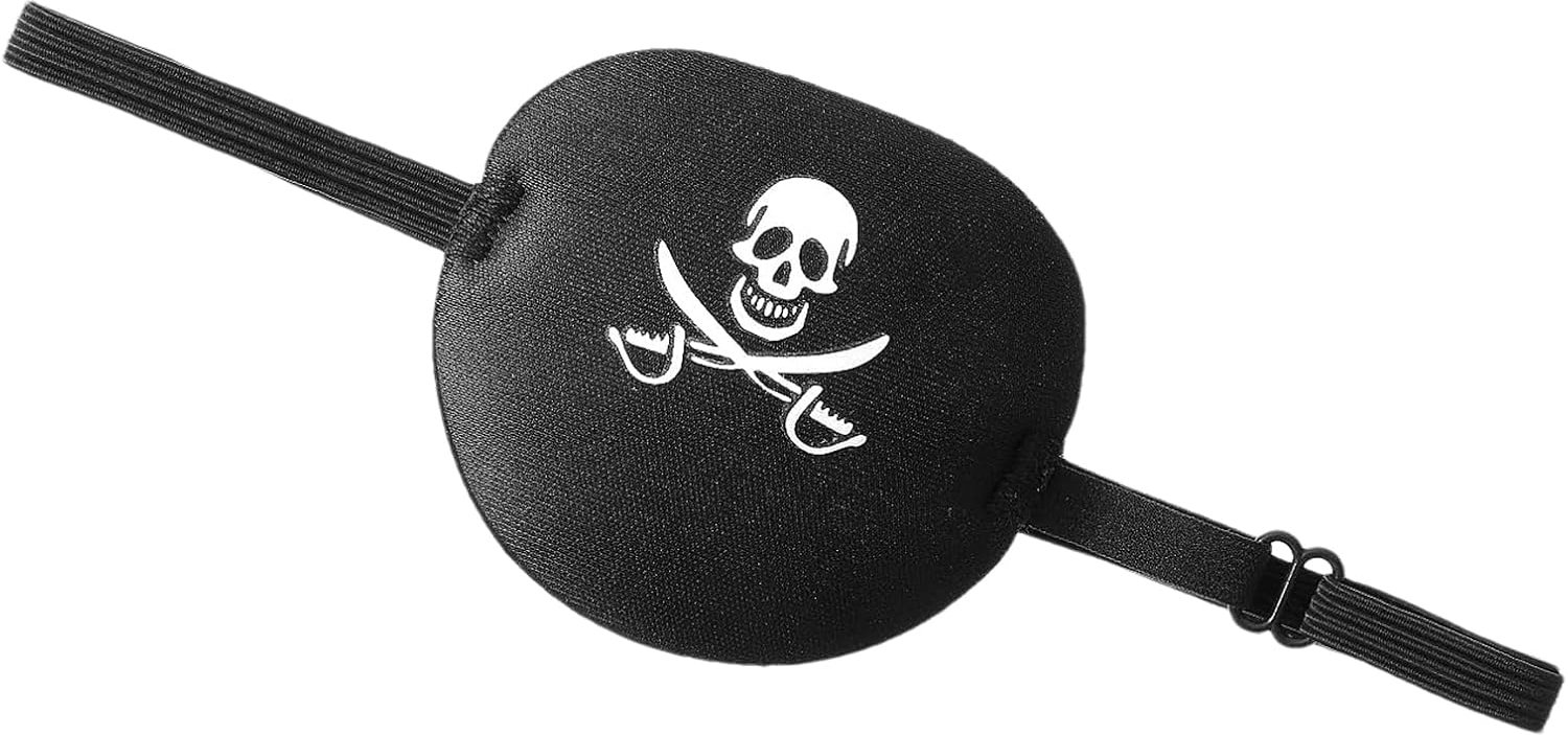 Dark Eyes Bandage - Verstelbare Piratenblindheid, Piratenogen Blindband, Skelet Ogen, Cosplay Piratenbandage, Verstelbare Oogband, Skelet Kostuumband, Rollenspel Accessoires Wit