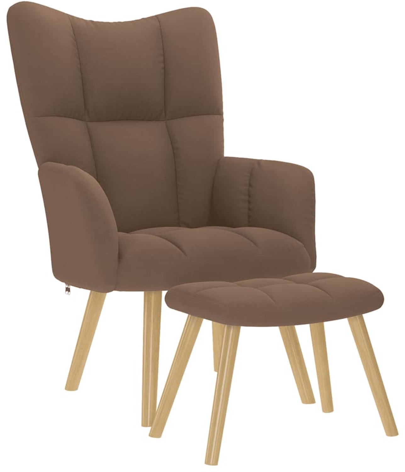 vidaXL Relaxstoel - met - voetenbank - stof - bruin