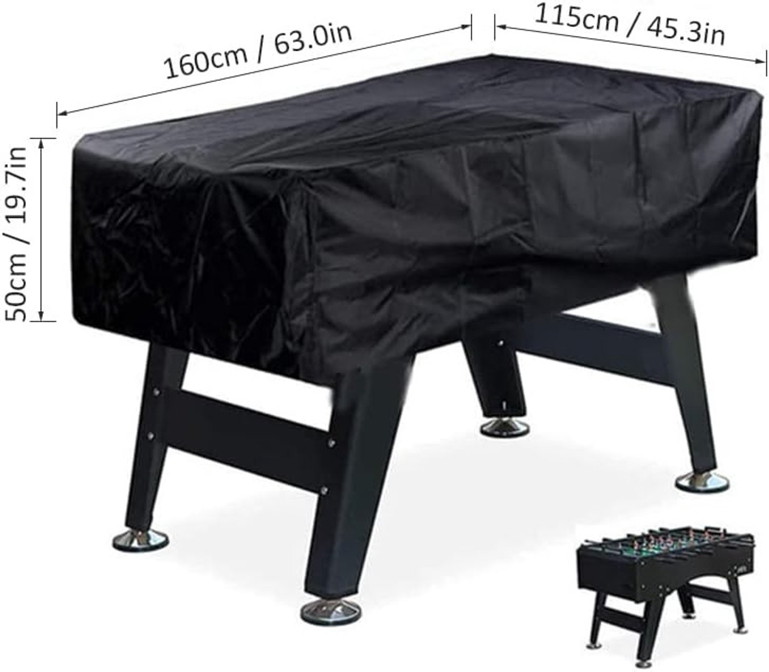 Voetbaltafelhoes van 210D Oxford Stof, Waterdicht en UV-bestendig, Bescherming tegen Stof en Krassen, 63 x 115 x 50 cm, Zwart