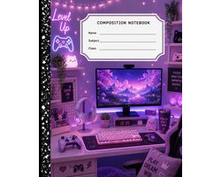 Pink and Purple Girl Gamer Room Composition Notebook: A Purple Neon Gaming Notebook for Teen Girls, Class Notes - ShopVlot