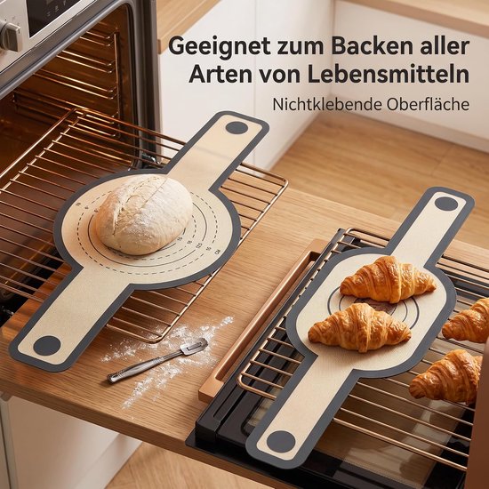 2 stuks siliconen bakmat voor Dutch Oven, broodlus met hittebestendige handgrepen, herbruikbare bakmat, broodbakpot, gietijzeren pan brood bakken (rond en ovaal) — afbeelding 2