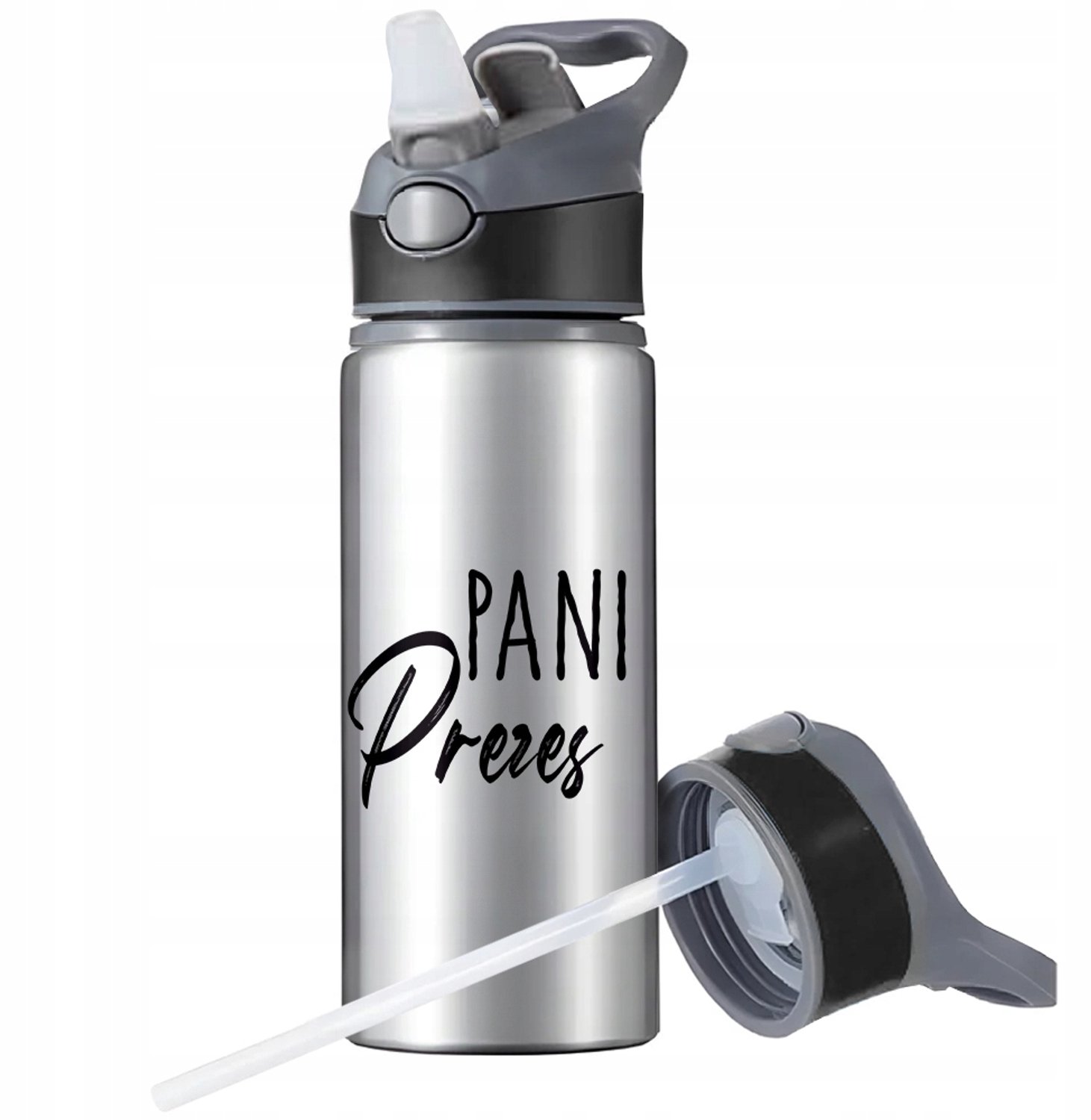Aluminium Sport Bidon met Rietje en Handvat - 650ml