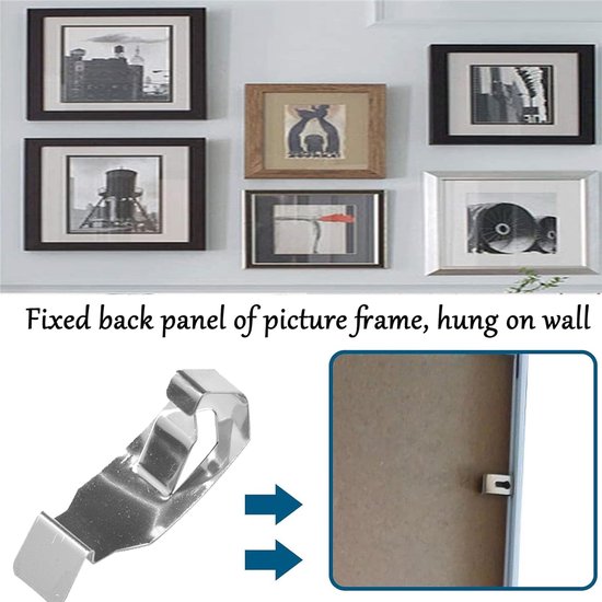 18 stuks cliphaken voor foto's, haken met veerclip, accessoires voor fotolijst, metaal, veer, wiel, clip haken voor het ophangen van lijst, canvas — afbeelding 4