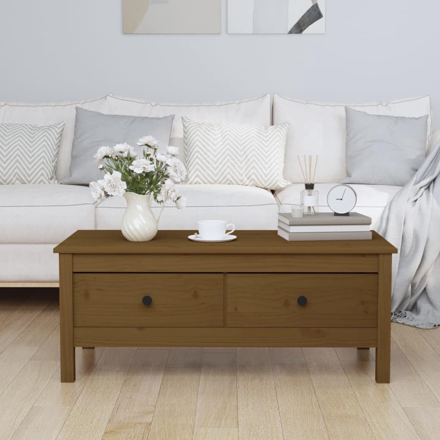 Salontafel honingbruin salontafel bijzettafel voor interieur woonkamer 100x50x40 cm massief grenen
