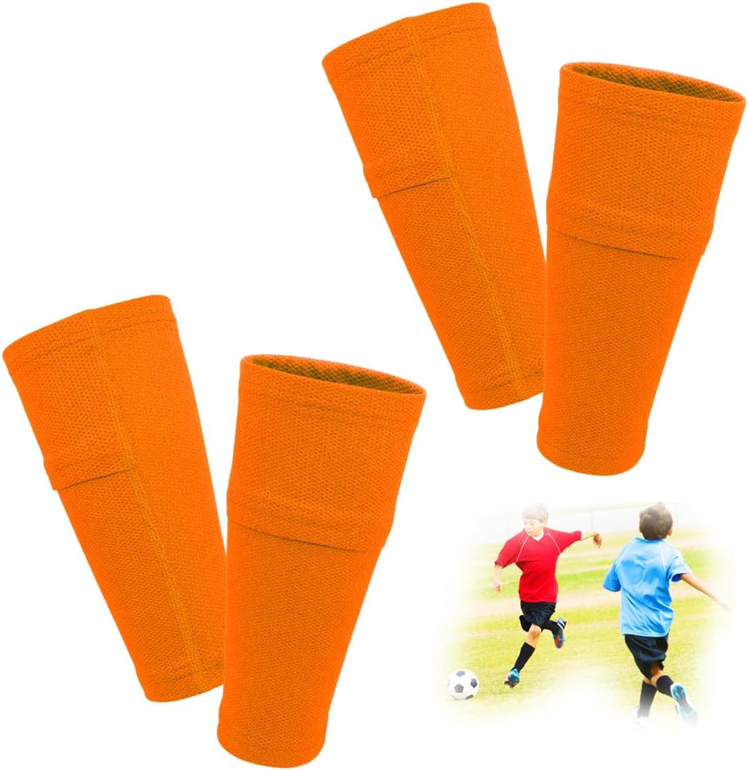 2 paar scheenbeschermerhouders voor kinderen en heren, steunen met geoptimaliseerde steekzak, voetbal, scheenbeschermers, mouwsokken, ademend, antislip, stabiel