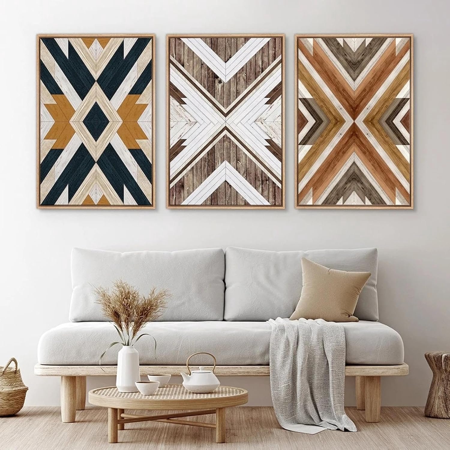 RDRDtbtr Abstracte geometrische diamantvorm canvas schilderij muurkunst minimalistische posters en prints muurfoto voor woonkamer woondecoratie 50 x 70 cm x 3 zonder lijst
