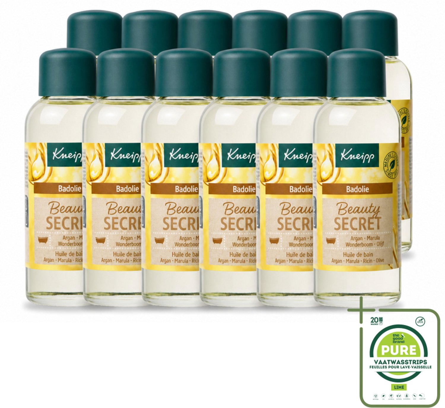 12 x Kneipp - Badolie - Beauty Secret - Voor alle huidtypen - 100 ml - Grootverpakking - Vaatwasstrips - Badolie - Huidverzorging - Natuurlijke Oliën - Luxe Bad - Ontspanning