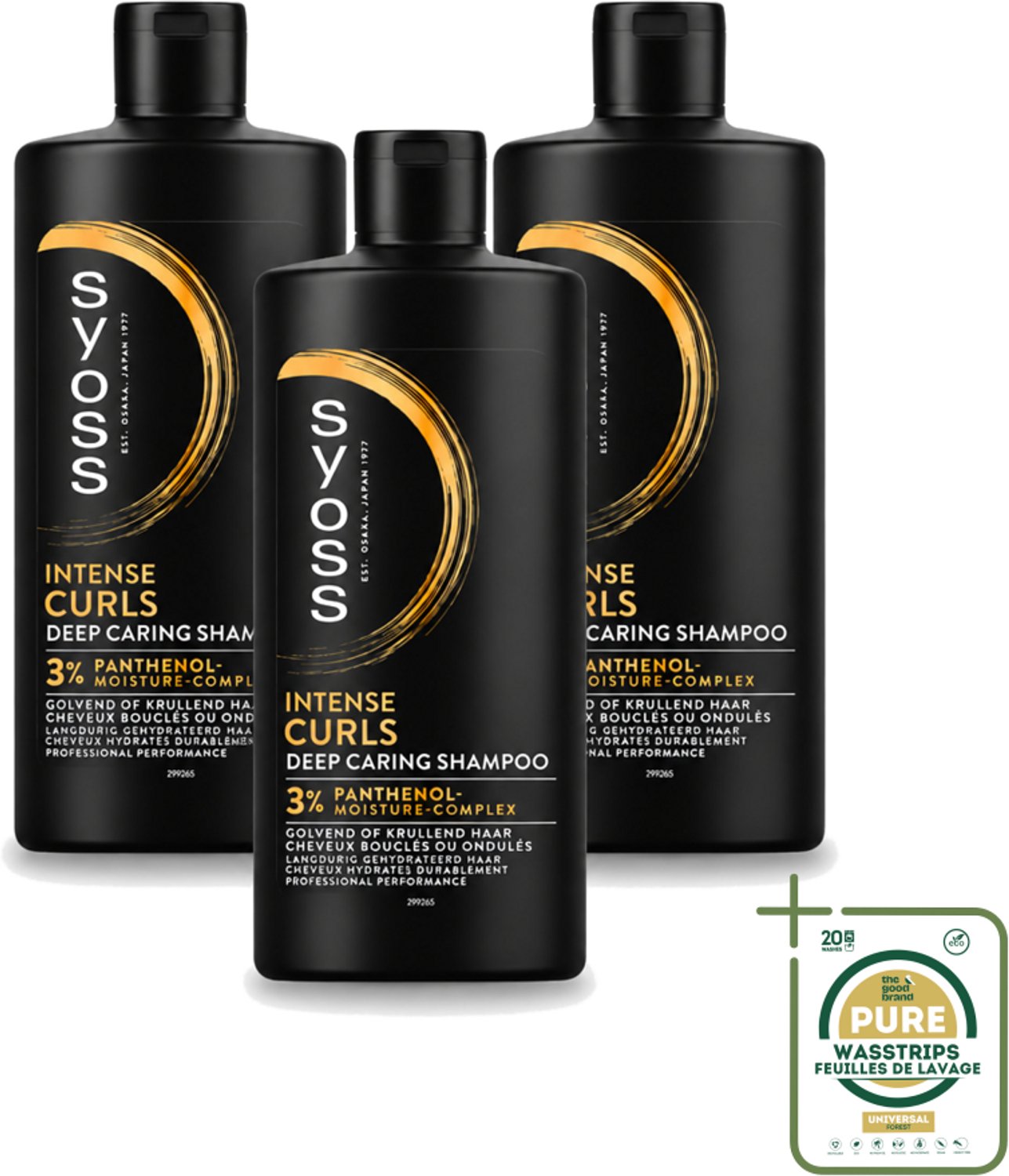 3 x SYOSS - Curls Intense - Shampoo - Langdurige Styling - 440ml - Wasstrips - Krullen Verzorging - Krulhaar Shampoo - Krulhaar Hyderatatie - Krulhaar Pluisvermindering - Krulhaar Styling