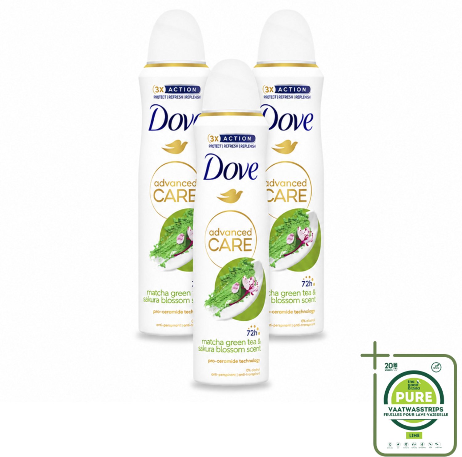 3 x Dove Deodorant Spray - Matcha & Sakura - 150 ml - Grootverpakking - Deodorant Spray - Matcha En Sakura - Anti-transpirant - Zweetvermindering - Frisheid
