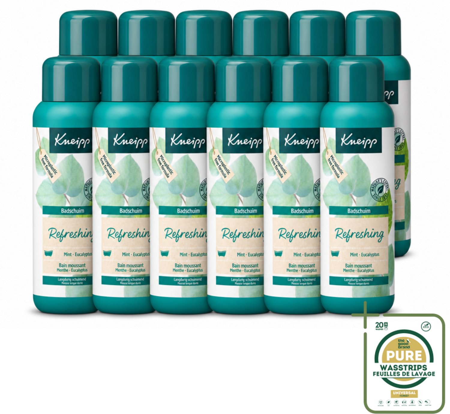 12 x Kneipp - Badschuim - Mint Eucalyptus - Verfrissend - 400 ml - Wasstrips - Badschuim Mint Eucalyptus - Verfrissend Bad - Aromatisch Bad - Ontspannend Bad - Geurige Bad