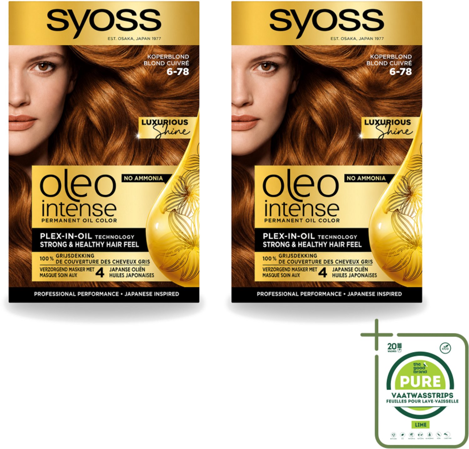 2 x SYOSS - Oleo Intense 6-78 - Haarverf - Permanente Haarkleuring - Koperblond - Langdurige Kleur - Grootverpakking - Vaatwasstrips - Haarkleuring - Koperblond - Olie-formule - Grijsdekking - Haarverzorging