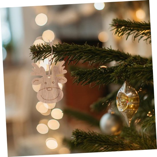 30 Stuks Delige Onbewerkte Houten Rendier Hangornamenten met Jute Touw voor DIY Kerstdecoratie voor Creatieve Feestelijke Woondecoratie Kerstboomversiering — afbeelding 3