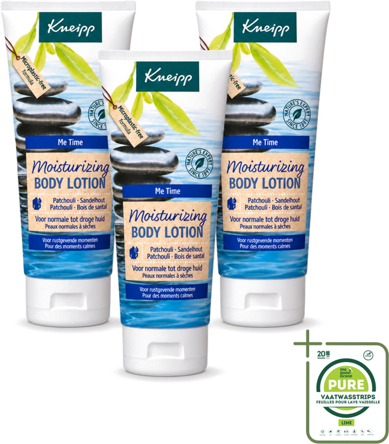 3 x Kneipp - Body lotion - Me‑Time - Patchouli & Sandelhout - 200 ml - Grootverpakking - Vaatwasstrips - Kneipp Bodylotion Me-Time - Rustgevende Bodylotion - Patchouli En Sandelhout - Natuurlijke Bodylotion - Hydraterende Bodylotion
