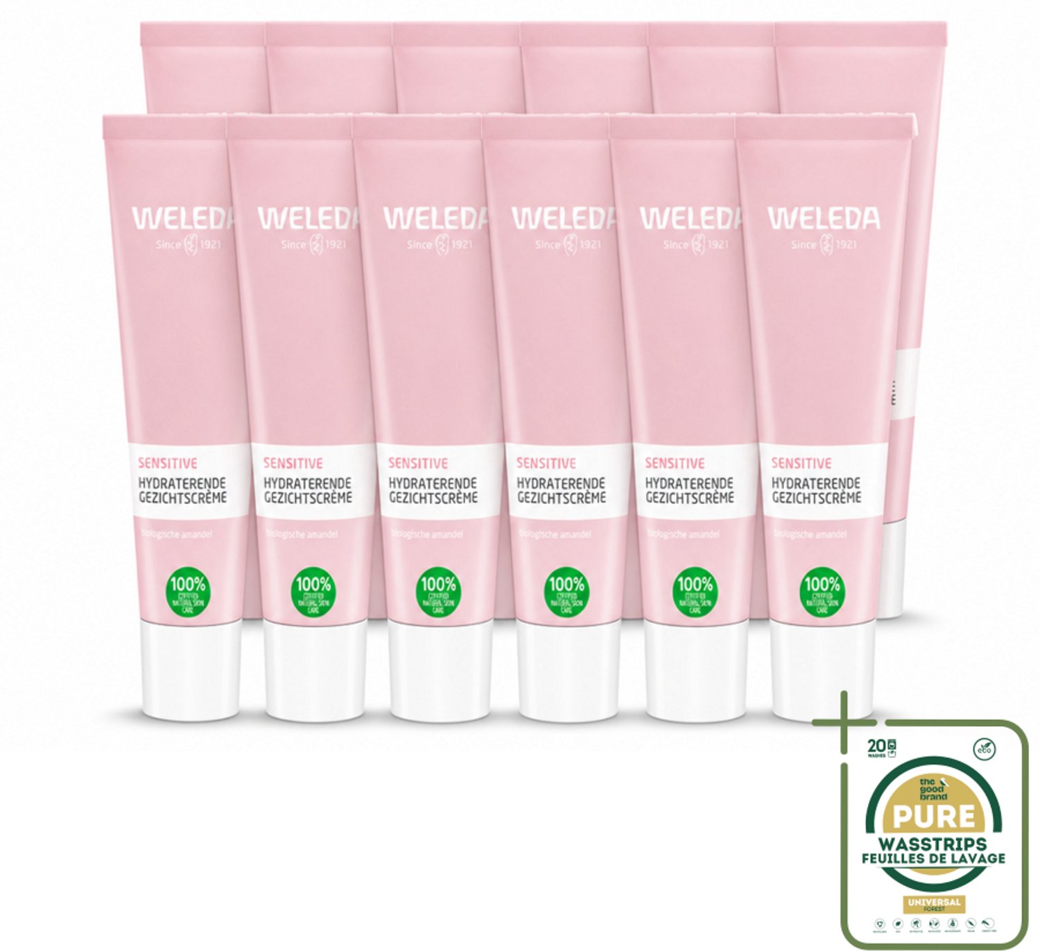 12 x WELEDA - Gezichtscrème Sensitive Hydraterend - Voor gevoelige huid - 30 ml - Wasstrips - Gevoelige Huid - Hydraterende Crème - Amandelolie - Roodheid Verminderen - Dagcrème