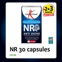 Lucovitaal NR Anti Aging capsuleverpakking, met '2+3 GRATIS MIX & MATCH' aanbieding, en 'Gekozen Merk door de consument 2026' zegel.
