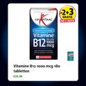Verpakking Lucovitaal Vitamine B12 1000 mcg, 180 kauwtabletten. Promotie '2+3 GRATIS MIX & MATCH'.