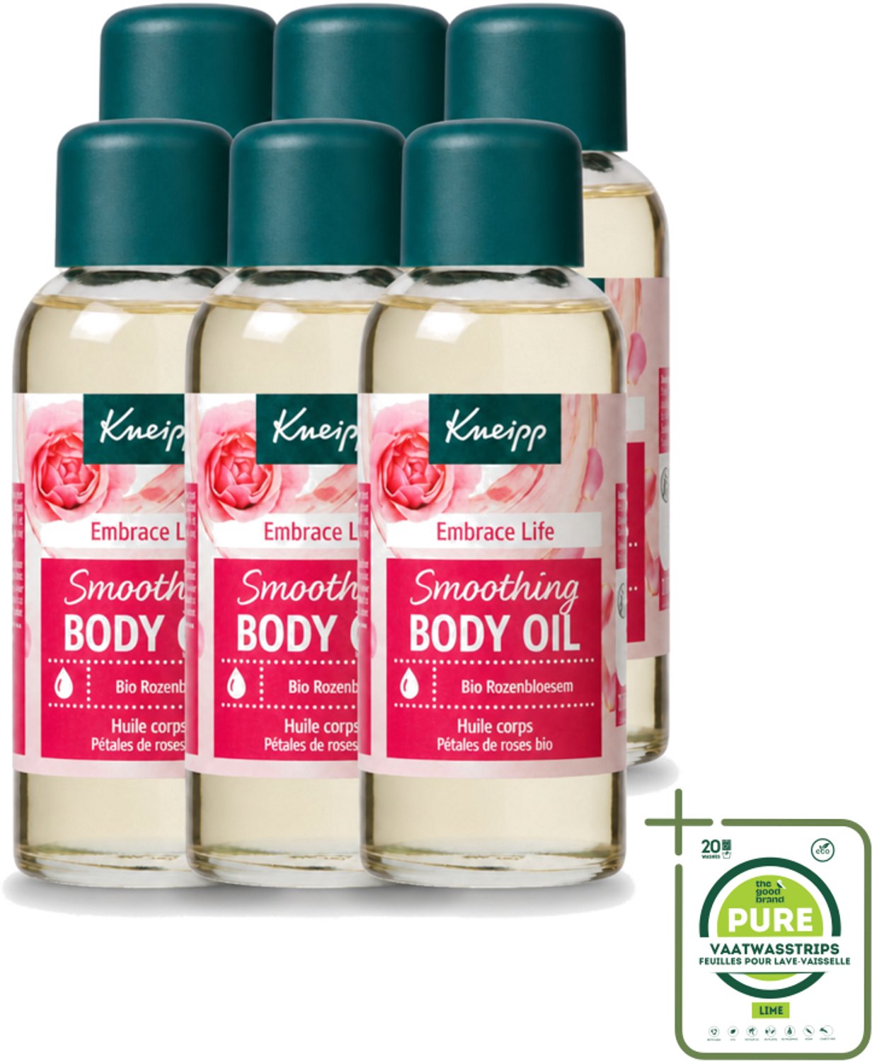 6 x Kneipp - Huidolie - Embrace Life - Anti‑Aging verzorging - 100 ml - Grootverpakking - Vaatwasstrips - Huidverzorging - Anti-aging - Droge Huid - Rijpe Huid - Huidolie
