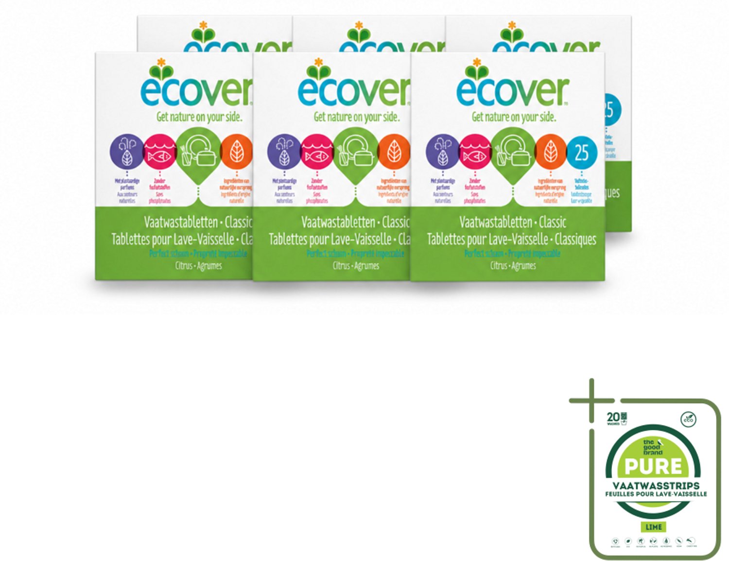 6 x Ecover - Vaatwastabletten Classic - 25 Tabs - Grootverpakking - Vaatwasmiddel - Vaatwastablet - Plantaardig Schoonmaken - Fosfaatvrij - Biologisch Afbreekbaar