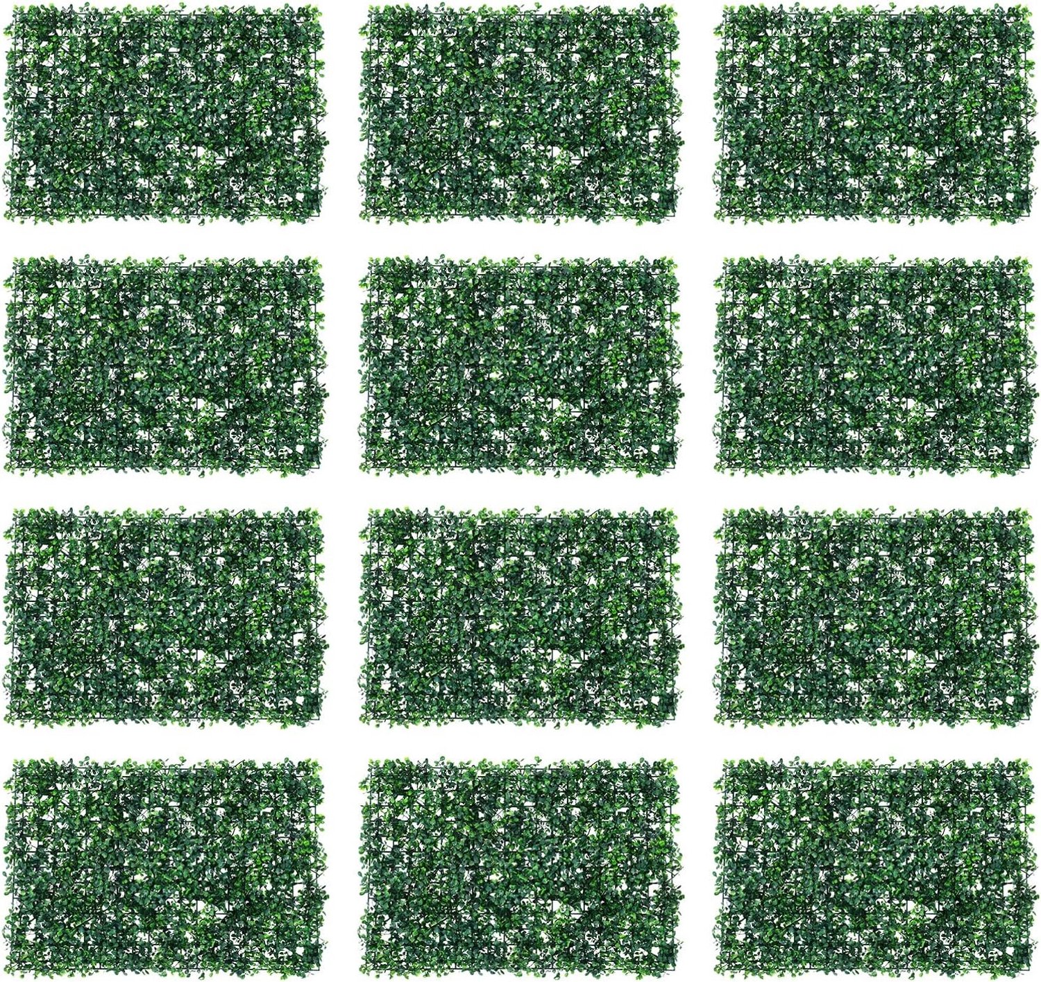 Kunstplantenwand, 12 stuks kunstplanten, muur, 60 x 40 cm, kunstplanten, decoratie, muur voor terrassen, tuinen, binnenplaatsen