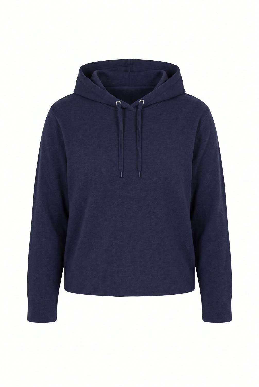 Ulla Popken - Dames - Gebreide hoodie boxy fit capuchon lange mouwen - Marine melange - Maat 54+