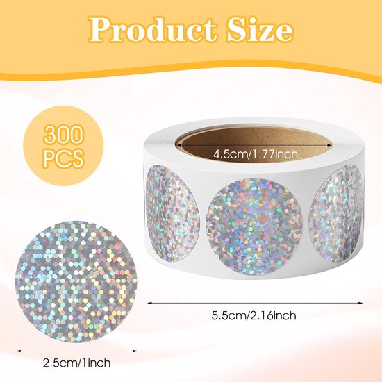300 stuks krasstickers, 2,5 cm, om zelf te krassen, rond — afbeelding 4