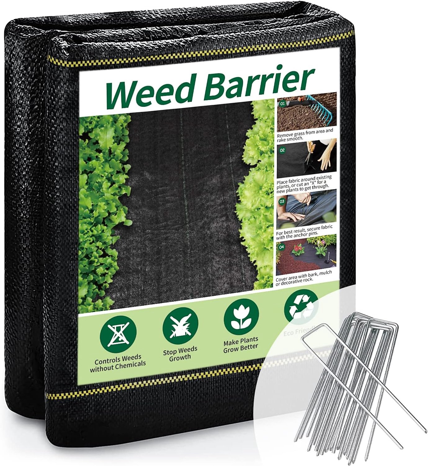 4ft x50ft Zwart Onkruid Barrière Landschap Premium Fabric-Heavy Duty Geweven Gronddoek met Superieure Permeabiliteit Onkruidbestrijding Handig Ontwerp