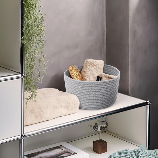 2 Stuks Katoenen Touwmanden met Stevige Geweven Opbergmanden in Neutrale Kleur Modern Design voor Organiseren van Diverse Spullen in Huis Kantoor Kinderkamer — afbeelding 5