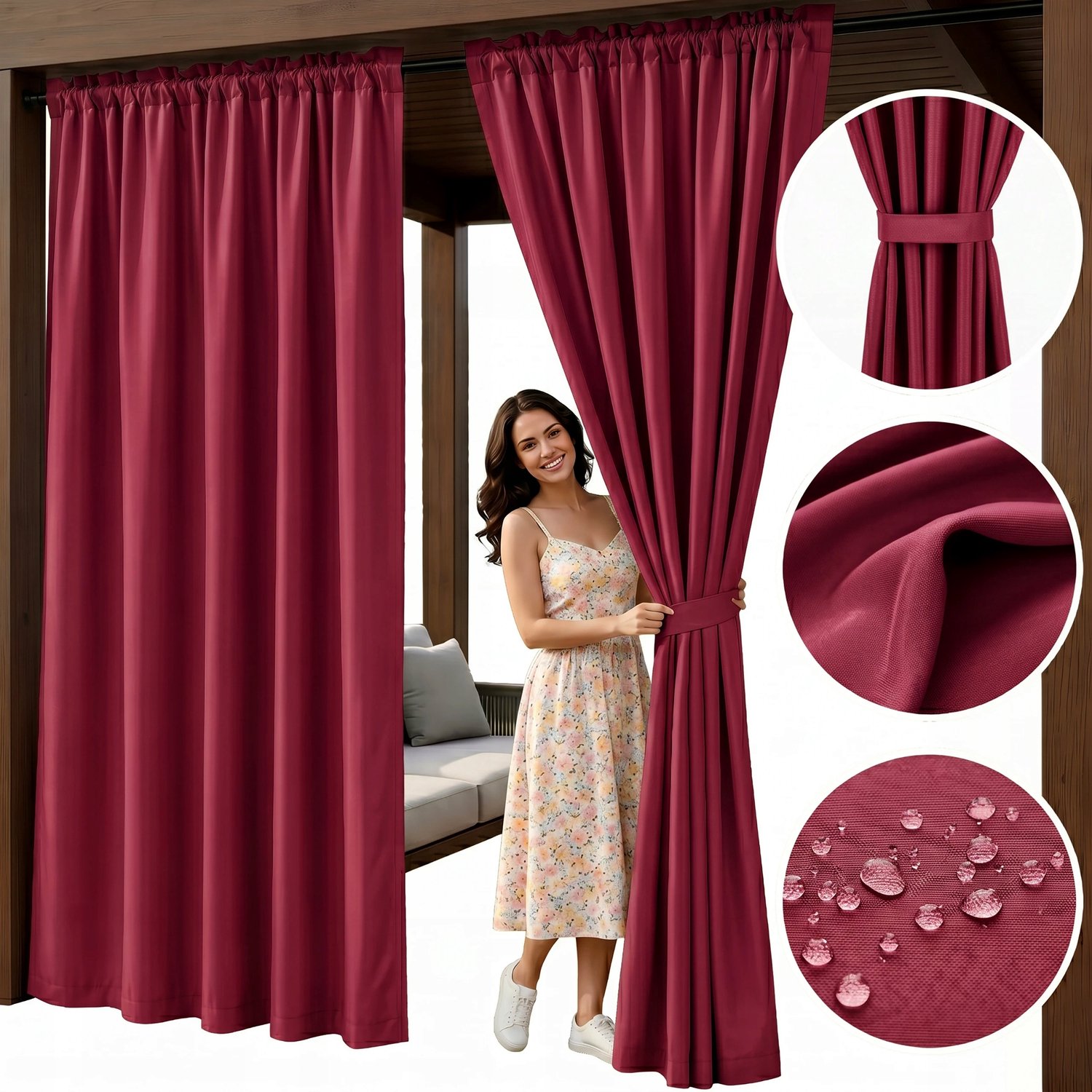 Waterdichte Terrasgordijn Bordeaux 155x240 cm - UV-bescherming & Privacy