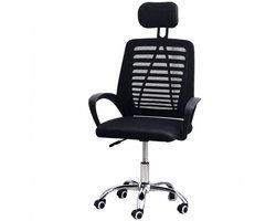 Kynast Ergonomische Bureaustoel - Verstelbare Hoofdsteun, Armleuningen en Zithoogte - Mesh Rugleuning - Tot 130 kg - Zwart