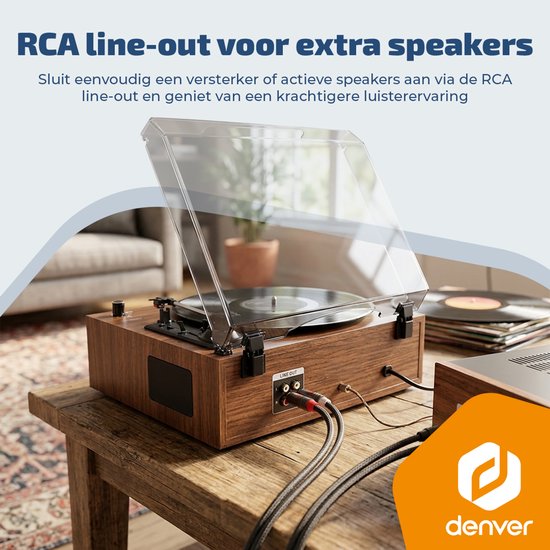 Denver Platenspeler - Ingebouwde speakers - Lichteffecten - Auto stop - Bluetooth - RCA output - Keramische naald - VBS271 — afbeelding 2