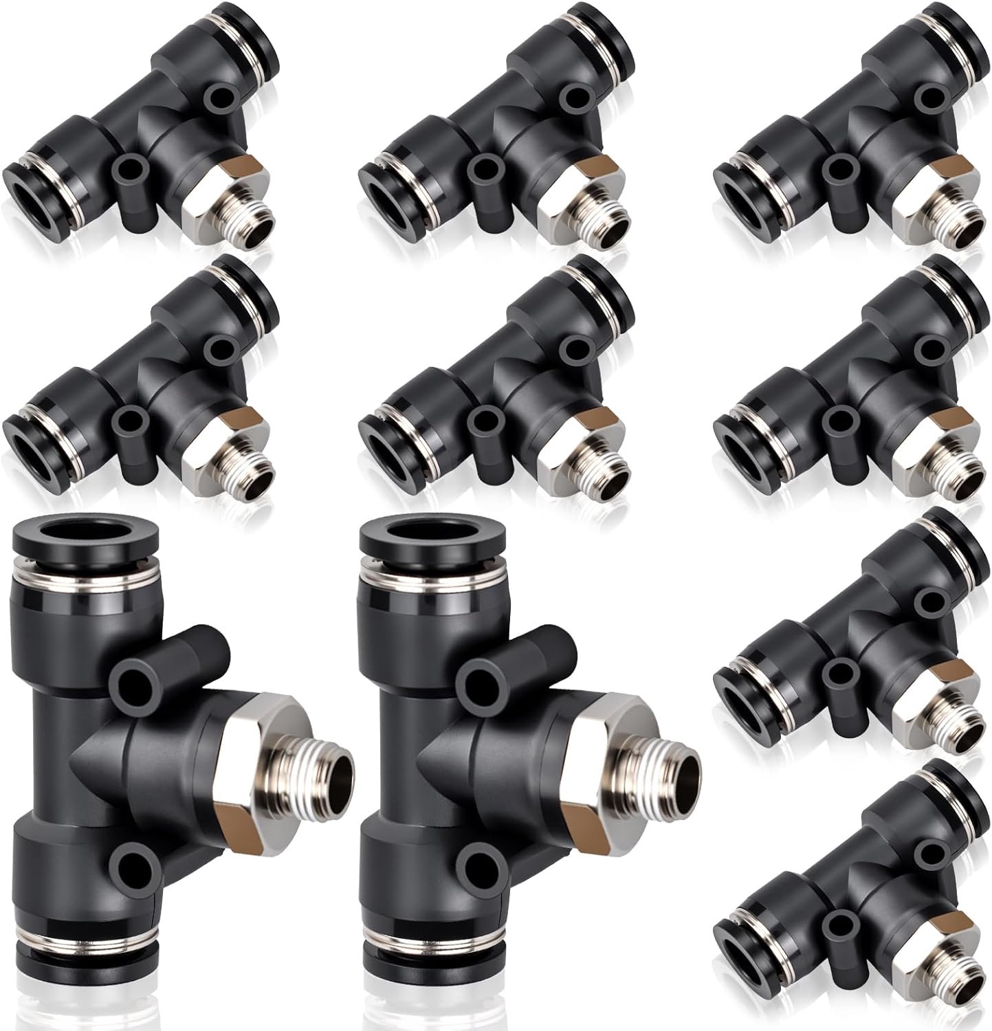 Bwintech 10pcs Male Branch 6mm Inch Tube OD x 1/8 Inch BSP Threaded Push to Connect Fittings PB-6-01 - ShopVlot
