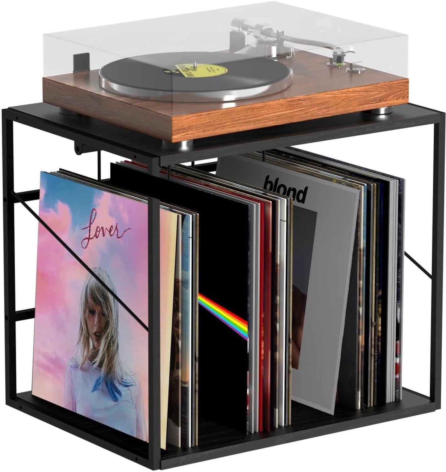 Vinyl Platenhouder - Zwart - Voor 80-100 LP's - Met Beweegbare Verdelers - Voor Thuis of Kantoor