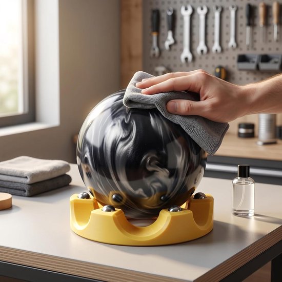 Lyrlody Universele Bowlingstandaard PLA PETG Stalen Bowling Roterende Standaard 360 Graden Roterende Houder Antislipbasis Stalen Kogellagers voor Het Reinigen Polijsten Bowlers — afbeelding 4