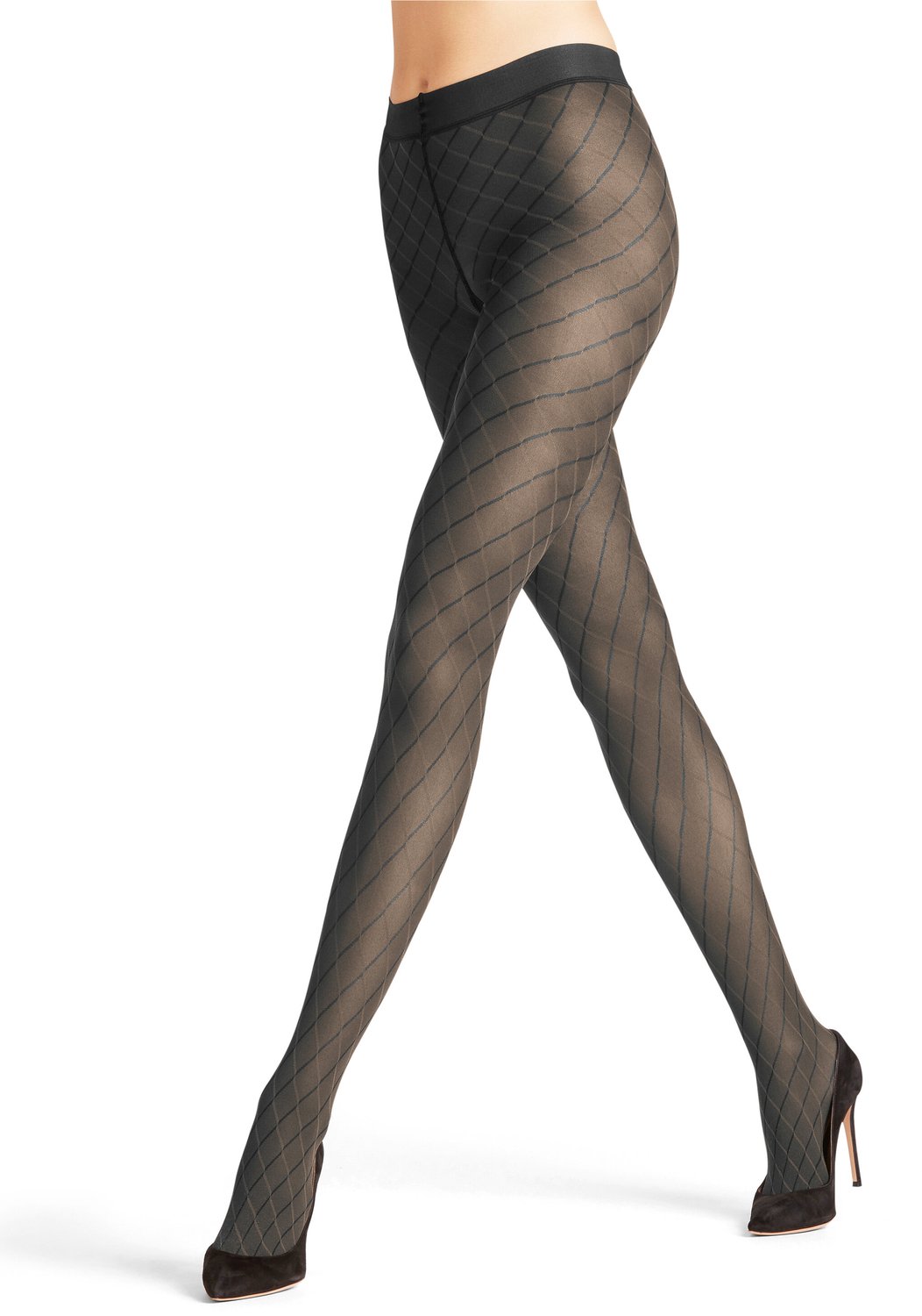 FALKE Intrigue gedessineerd materiaal transparent 30 DEN panty dames grijs - maat S-M