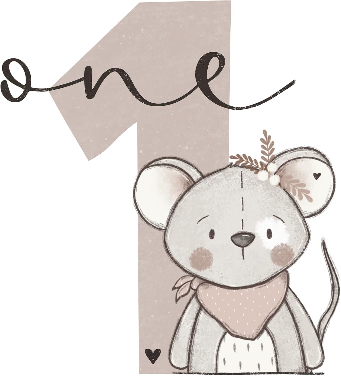 Opstrijkplaatje Nummer 1 met leeuw, madeliefje, muis, paard, strijkplaatje voor kinderverjaardag, T-shirt, doe-het-zelfcadeau, eerste verjaardag, 1e verjaardag, ijzer op (bruine