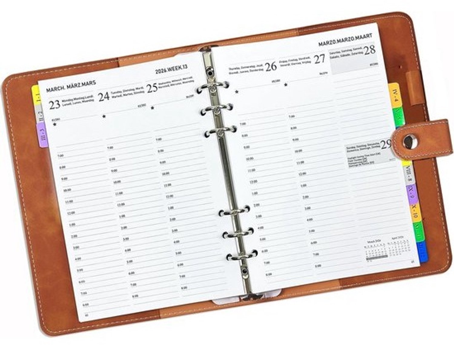 Agenda 2026 - Weekplanner - A5-organizer - Dagelijkse planning - Meertalig - Navulbaar - A5-formaat - Bruin