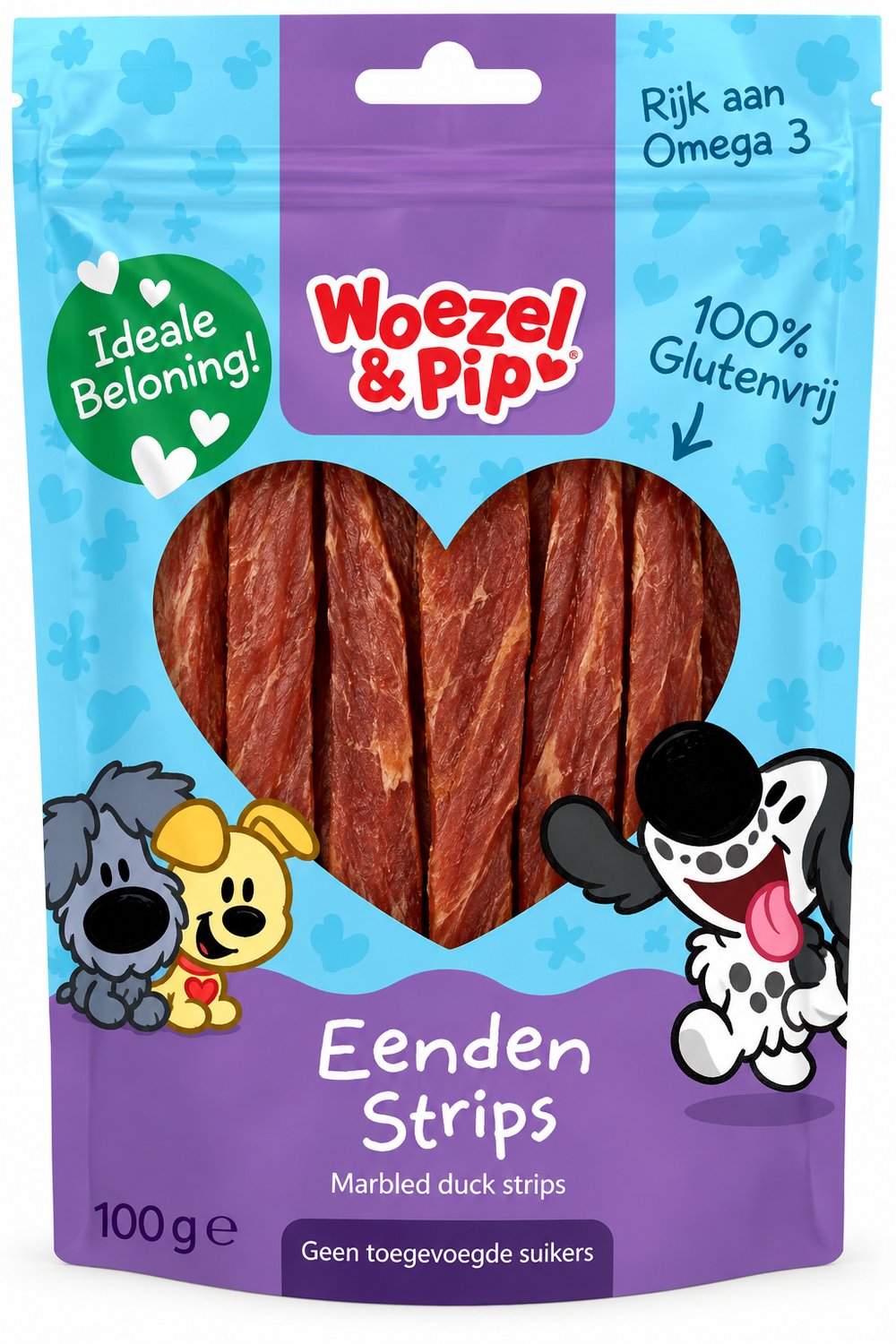 Woezel & Pip Eenden Strips Hondensnack 100 g