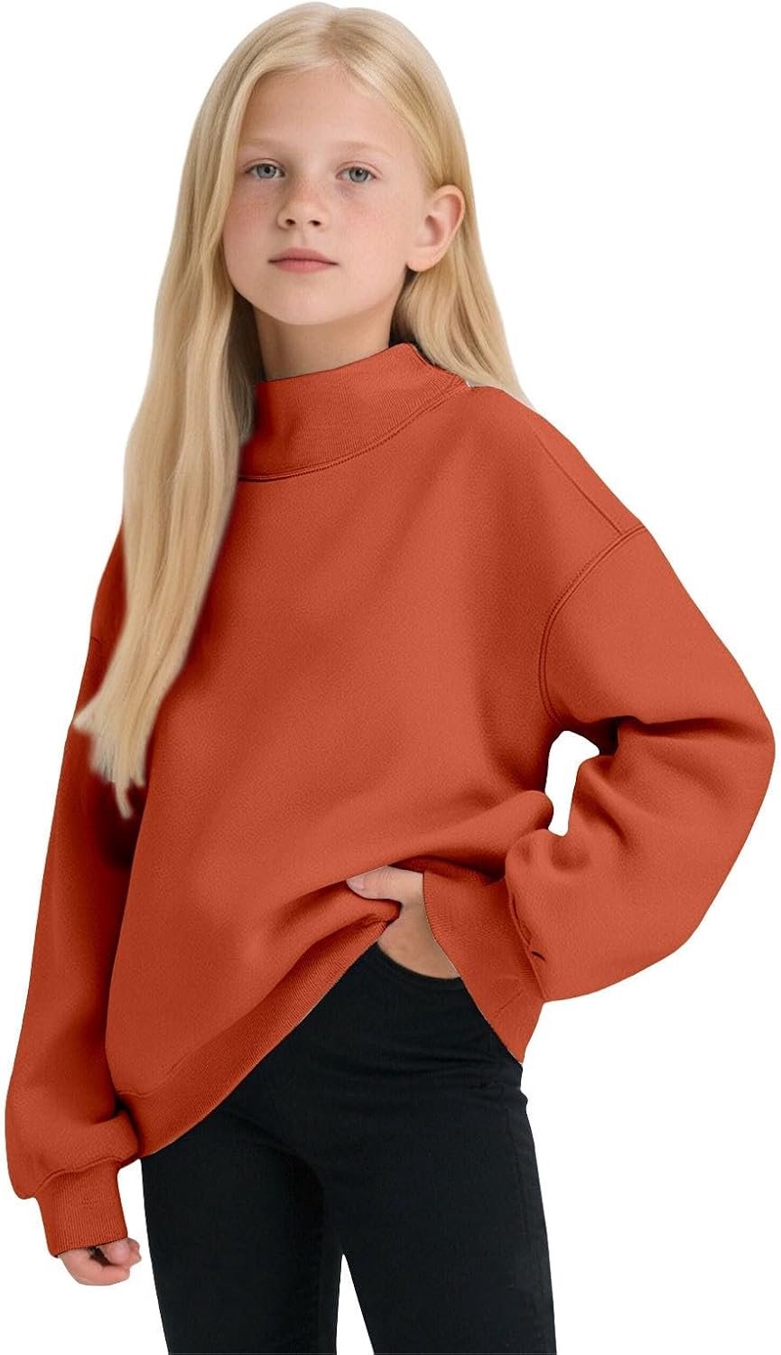 Générique Fleece hoodie voor meisjes, warme en comfortabele wintertrui, top voor kinderen met hoge kraag