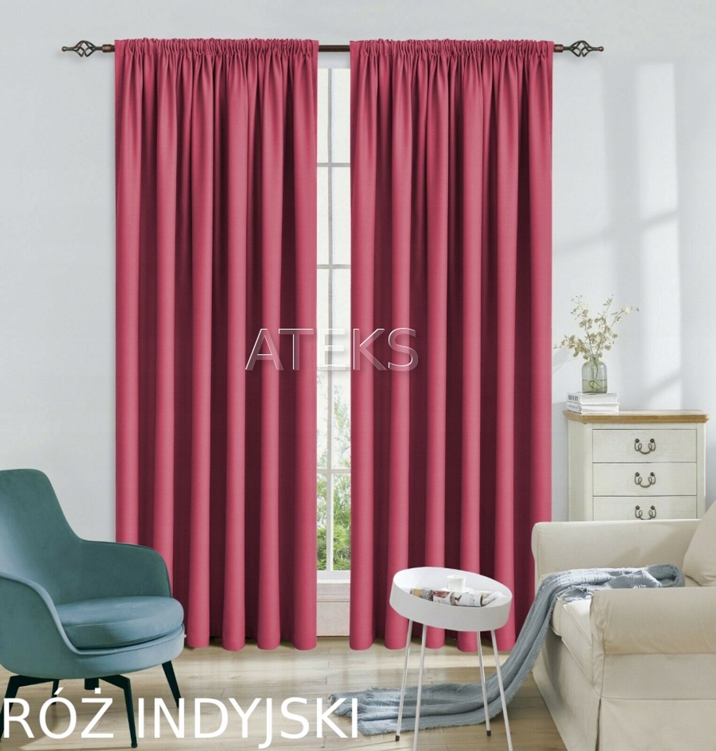 Gordijn Panama 145x250cm - Mat Indiaas Roze - 6cm Smok Band