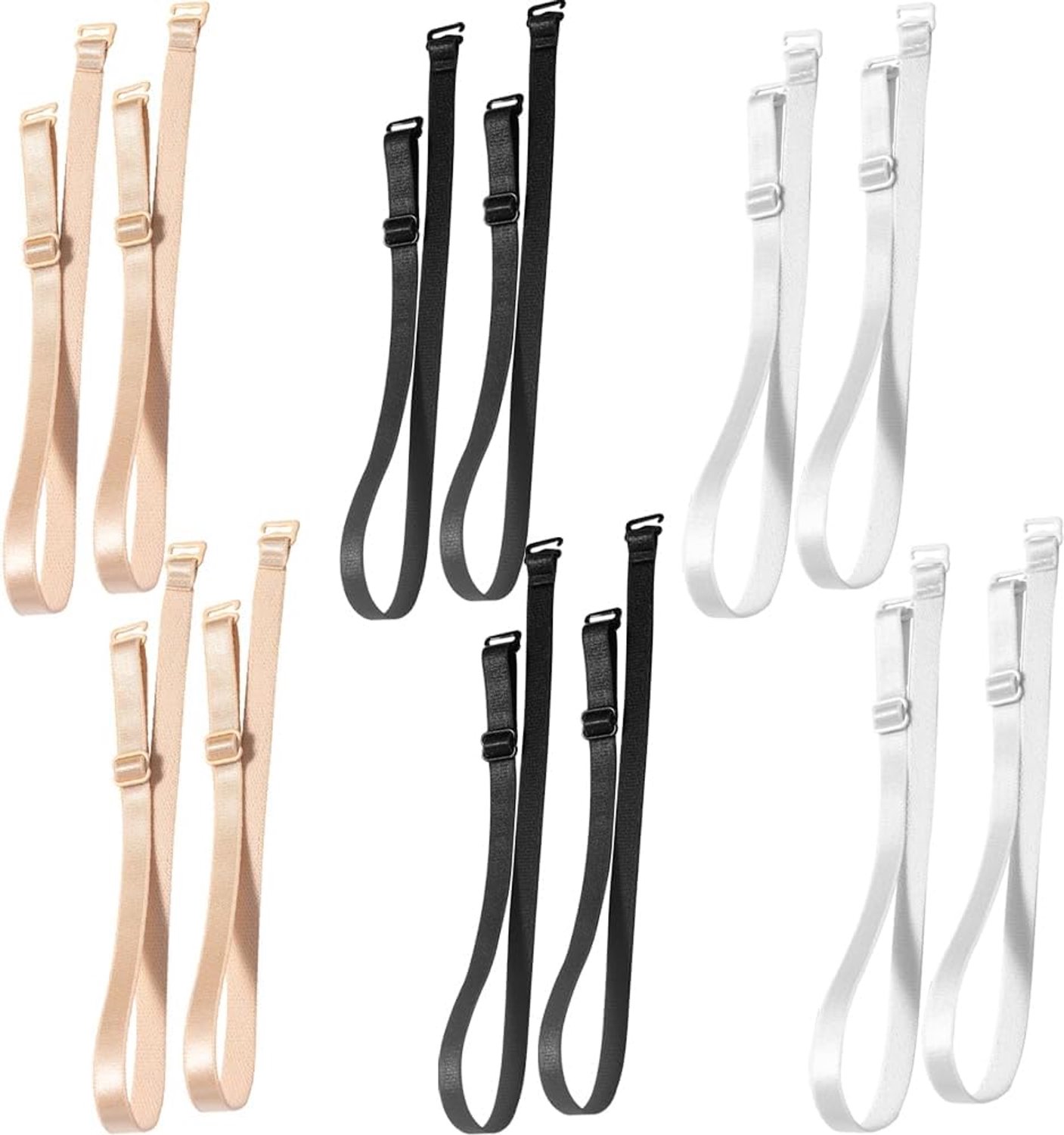 6 paar behabandjes voor dames, vervangbaar, verstelbaar, afneembaar, elastisch, antislip, lingeriebandjes voor dames, tops jurk, antislip schouder voor lingerie, verstelbare beha-sluiting