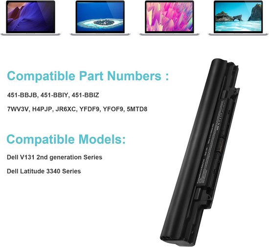 ARyee 3340 batterij compatibel met Dell Latitude 3340 3350 7WV3V H4PJP JR6XC YFDF9 YFOF9 5MTD8 (5200mAh 11,1V) — afbeelding 5