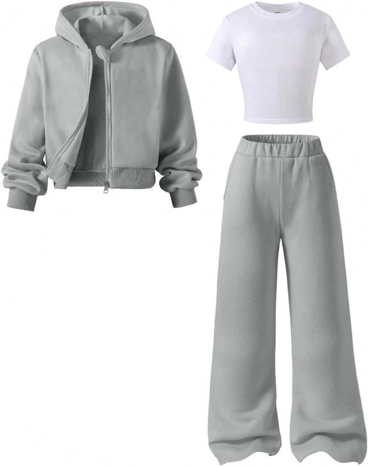Générique 3-delige set van fleece jas met capuchon en broek voor meisjes, casual sportpak voor peuters en peuters, speelplaats sportkleding
