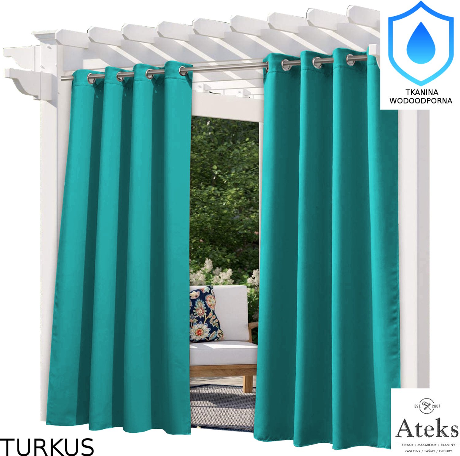 Waterdichte Tuindoek Gordijn voor Pergola/Paviljoen 155x250cm Turquoise